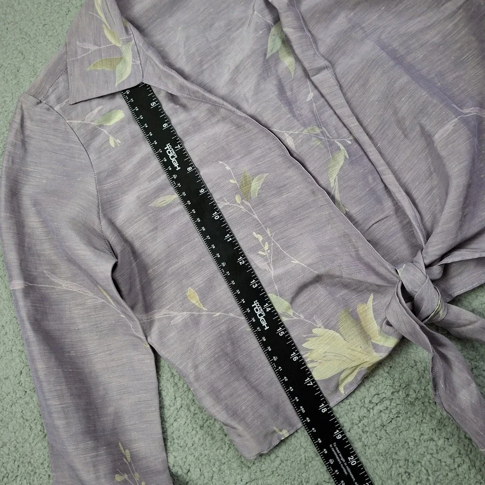 Vintage Cache 100% Silk Tie Front Wrap Top Kimono Jacket Floral Sz 4 Cosplay